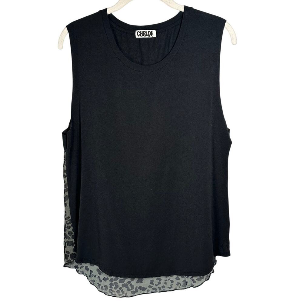 CHRLDR Black & Green Cheetah Print Tank Top Women's Large